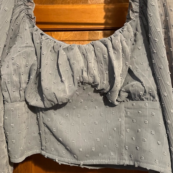 Blue Puffy Long Sleeve Crop Top Size Small from Shein - Picture 4 of 6